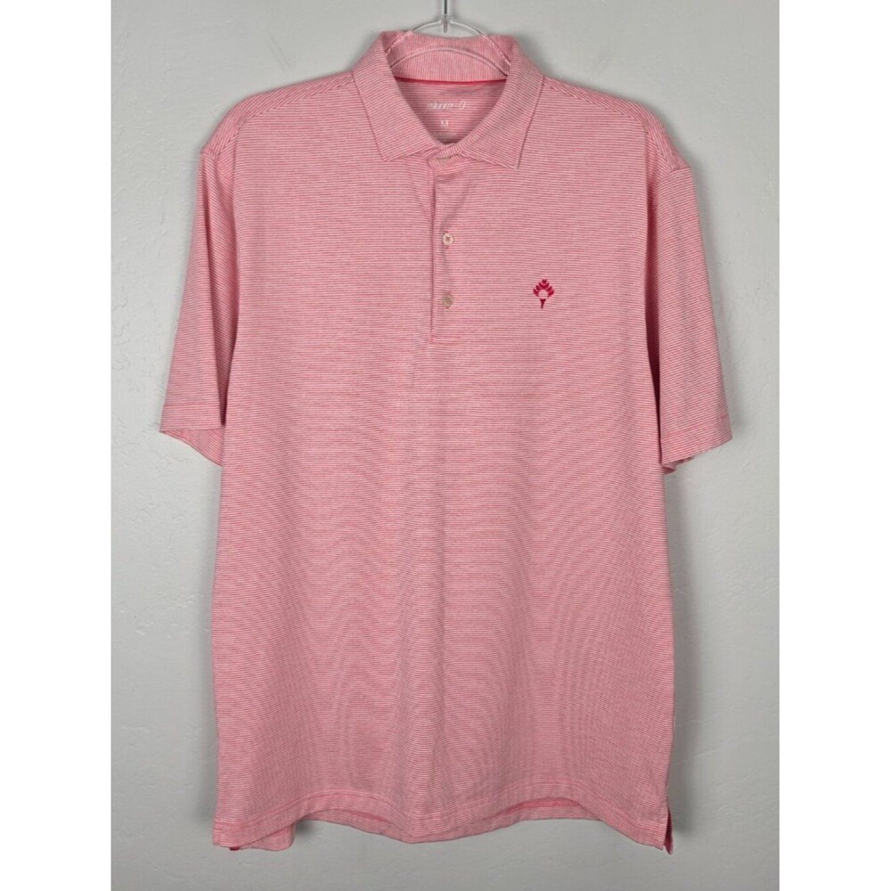 Johnnie-O Performance Jersey Polo Lyndonn Stripe Short Sleeve Peach Pink Size M